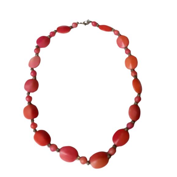 Coral Orange Tones Ombre Beaded Necklace VTG 9" Fall Autumn Halloween Jewelry - Picture 2 of 16